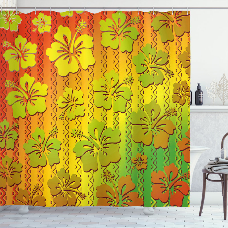 Ensemble de rideau de douche et crochets rasta, H 84 po x l 69 po