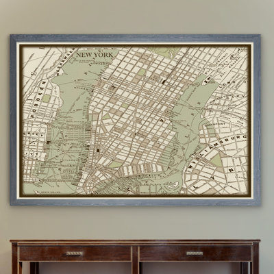 « custom sépia map of new york city » par paul cezanne-cadre photo, reproduction d’art