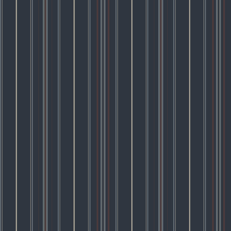 Papier peint à rayures fines bleu marine moderne Lascelle, Navy