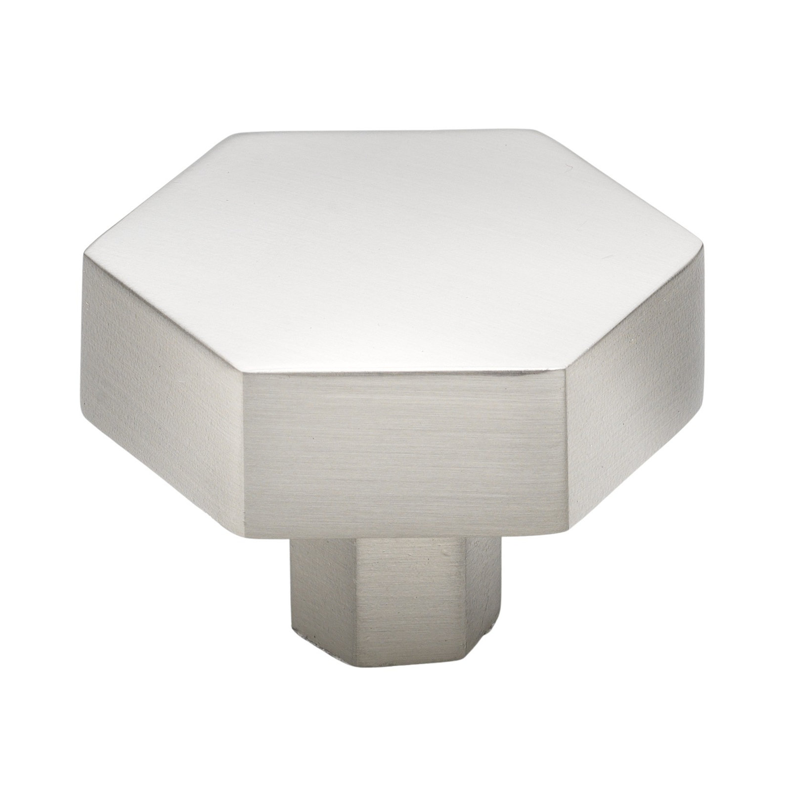 1 1/2" Length Geometric Knob Multipack, Satin Nickel