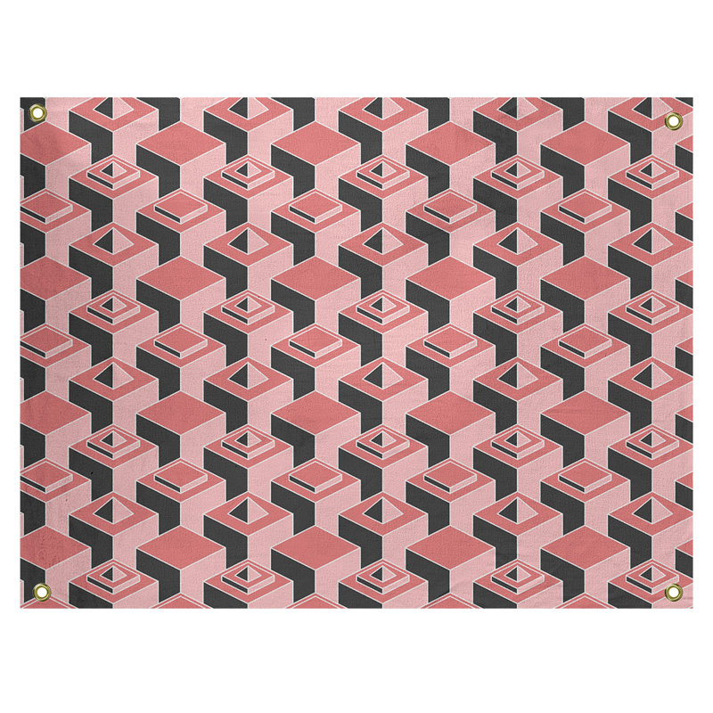 Tapisserie, H 26 po x l 36 po, Rouge/noir