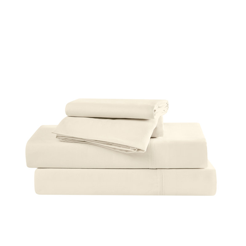 Simmons Essential Microfiber Brushed Sheet Set, Ivory, Twin XL
