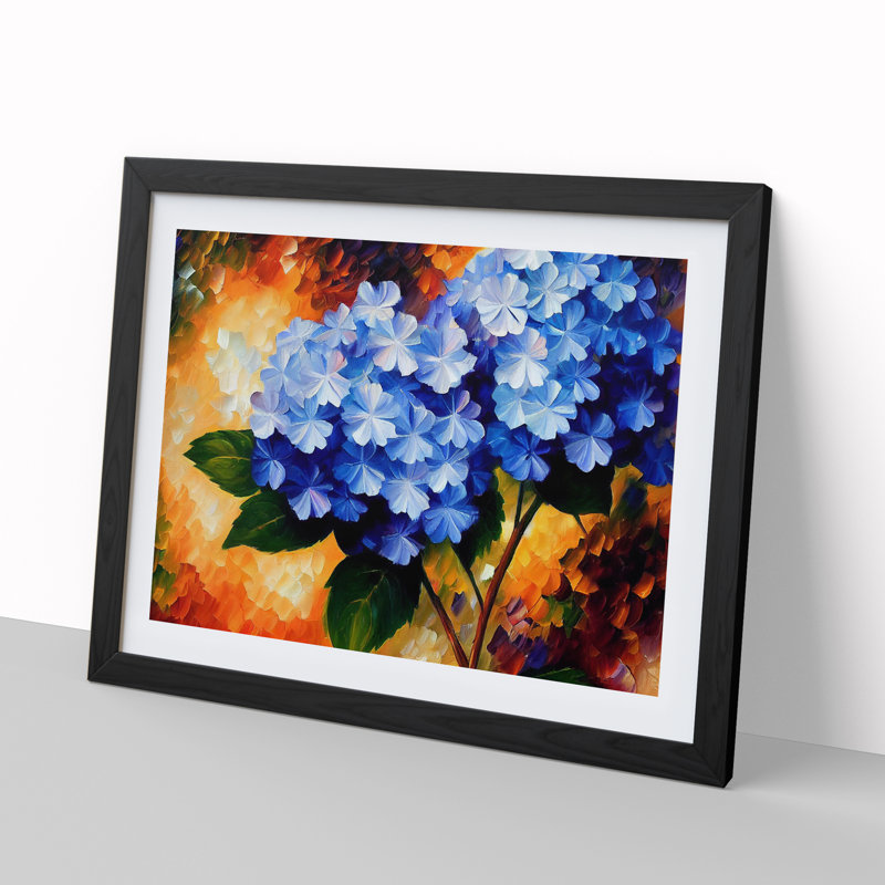 Hydrangea Flower Vol.1 - Single Picture Frame Painting, Black, 46cm H x 64cm W x 2cm D