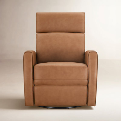 Top Grain Genuine Leather Power Swivel Glider Recliner with Dual Armrests