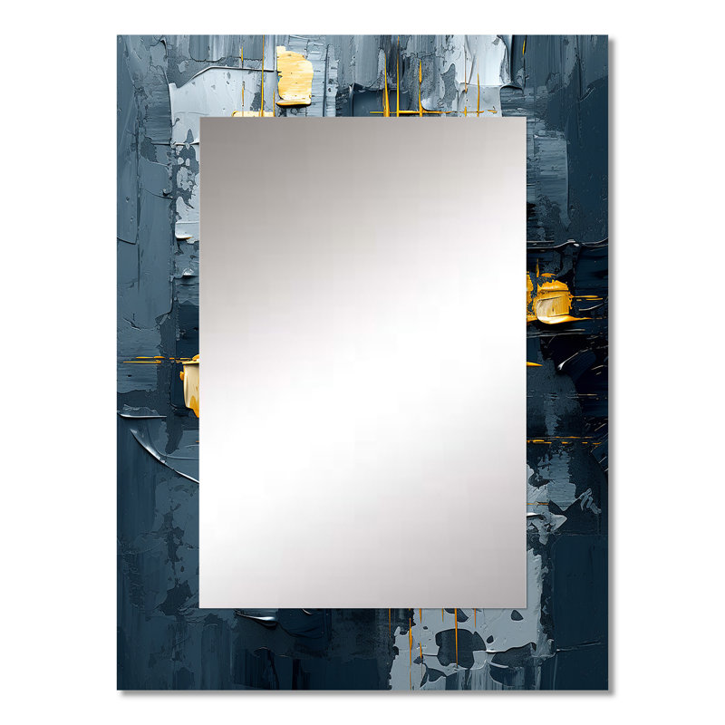 «Dialogue with Hope Abstraction On Retro Blue I», miroir décoratif de peinture abstraite, miroir mural moderne, impression sur métal