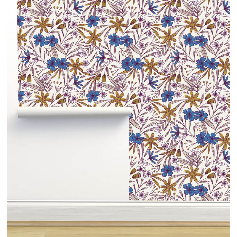 Rouleau de papier peint texturé L 2,16 pi x l 5 po Amy Mac Ready Designs, Blanc / bleu