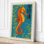 Seahorse in Blue Japandi - Wrapped Canvas-1002476524-1002476531