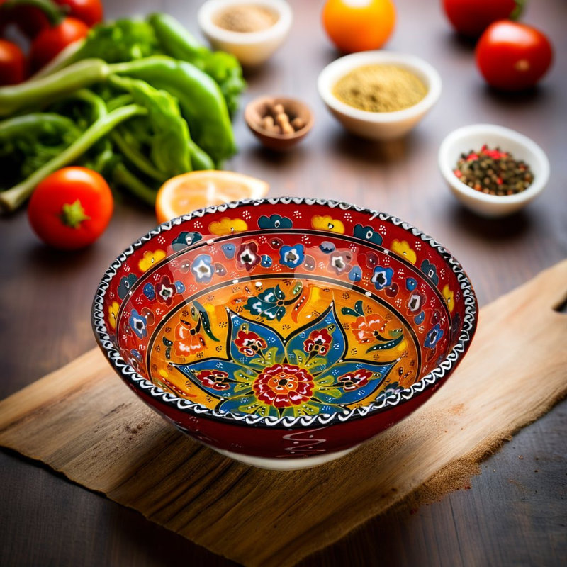 Bols turcs en céramique fabriqués à la main - mini bols décoratifs ronds de 20 cm pour les épices, les collations, le savon, les condiments - ensemble pour la cuisine ou la maison