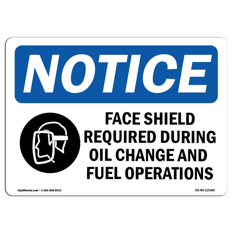 Panneau de protection du visage requis lors de l'enseigne en aluminium 12 x 18