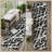 8' Runner Black and White Abstract Washable Non Skid Indoor Outdoor Runner Rug