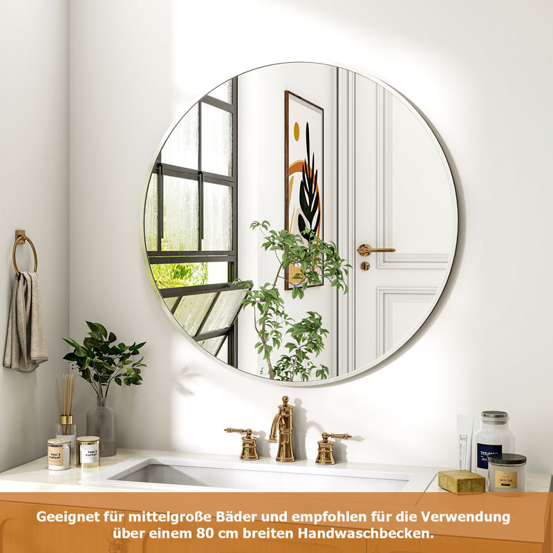 Miroir mural Hermien, Argent, 39 po x 39 po, Rond