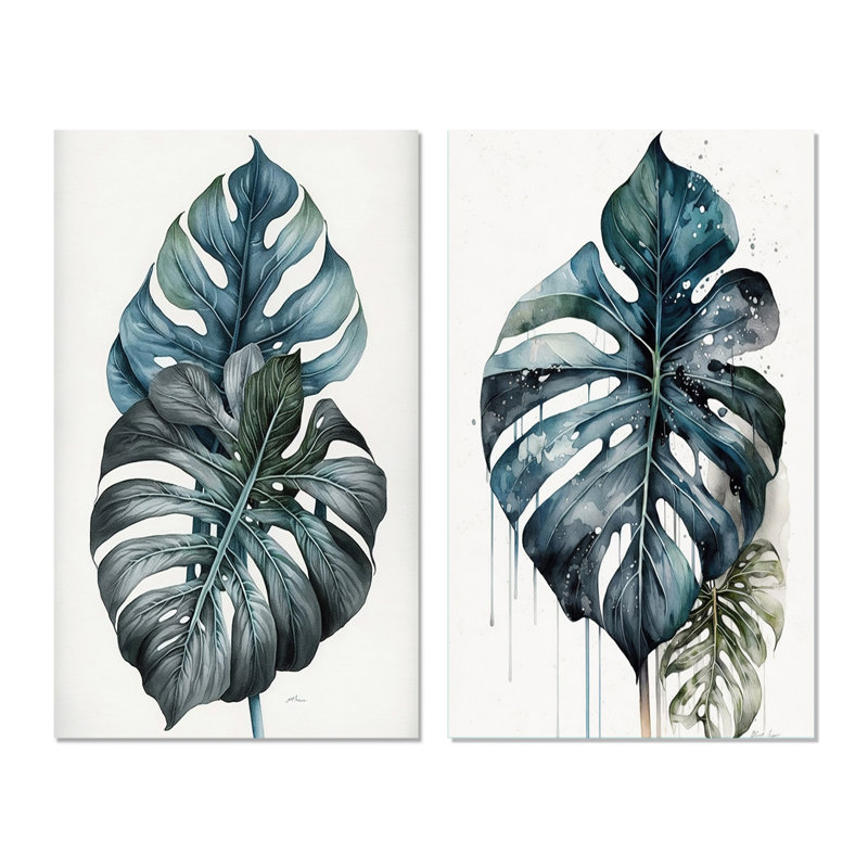 «Philodendron Leaf», 2 pièces sur toile, Toile tendue, H 24 po x l 20 po