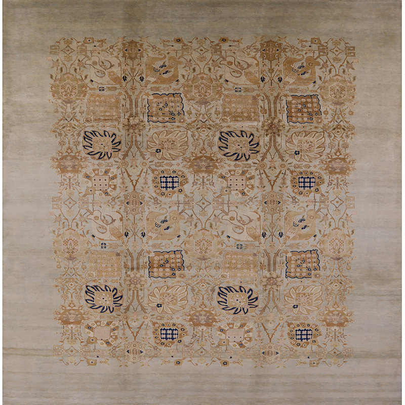 Tapis oriental beige / gris, Carré 3 pi