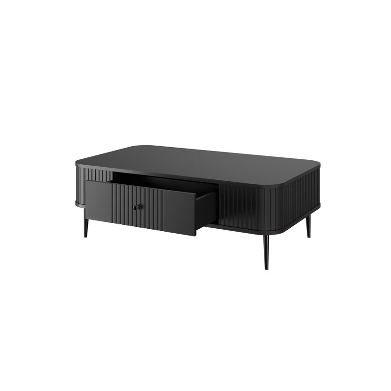 Dayzee Coffee Table with Storage, Black Top/Black Base