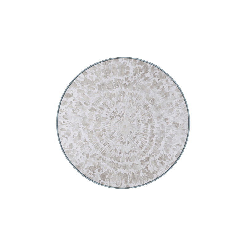 Tapis bleu soyeux et moelleux, Rond 7 pi