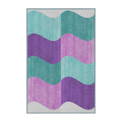 Tapis géométrique gris / rouge / bleu