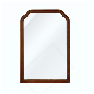 Solid Wood Frame Rounded Corner Decorative Mirror, For Bedroom, Bathroom, Living Room, Entryway