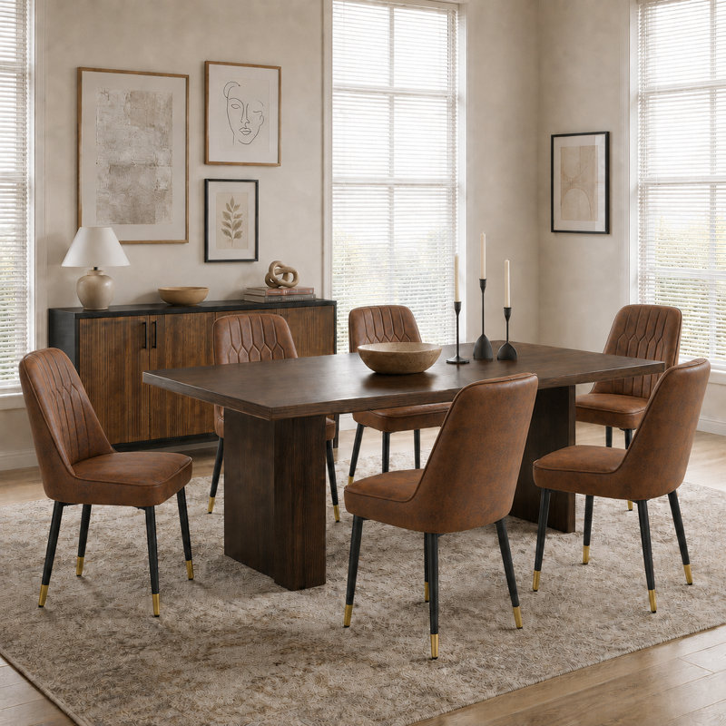 Chaise d'appoint rembourrée en similicuir (dossier de 6), Brun