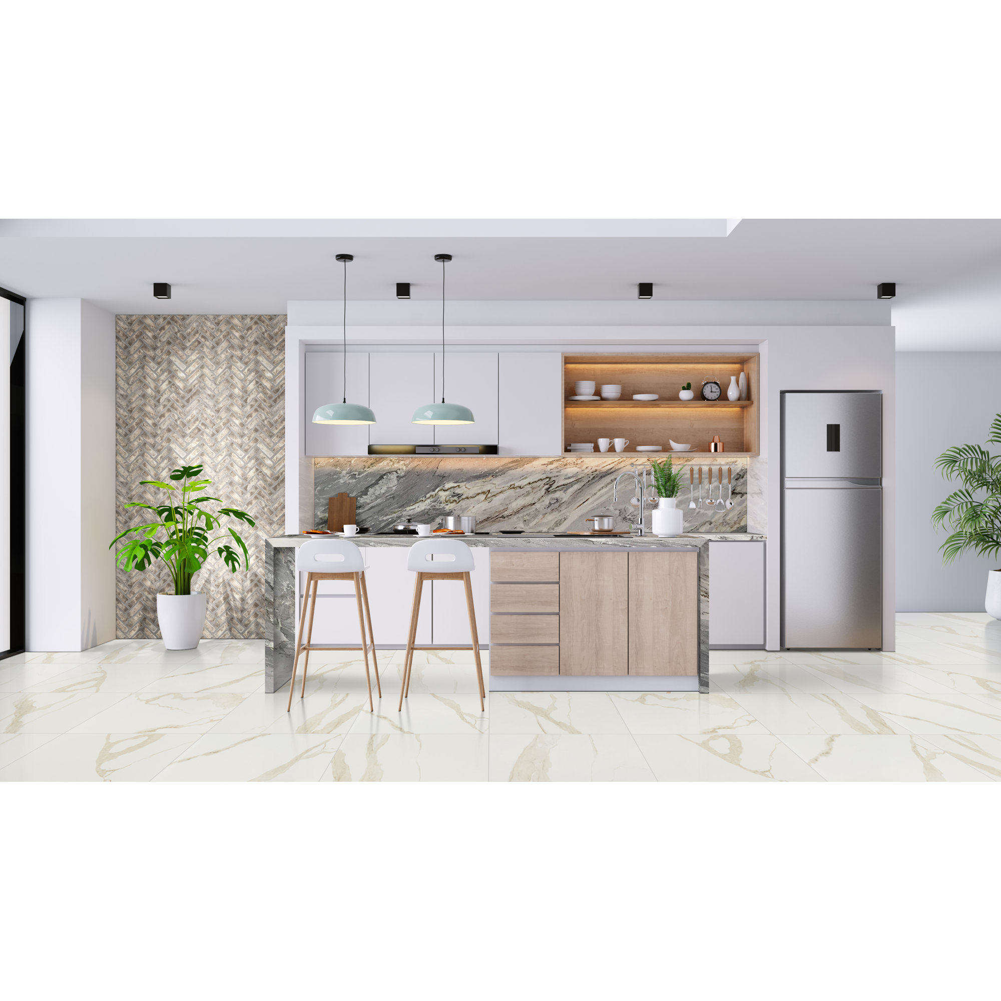 Ardena 24 in. x 24 in. Matte Porcelain Stone Look Floor and Wall Tile, Vena