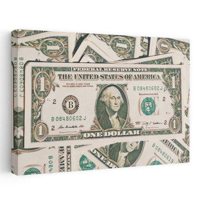 American One Dollar Bills Contemporary Wall Art Print 1 Piece Wrapped Canvas Wall Art