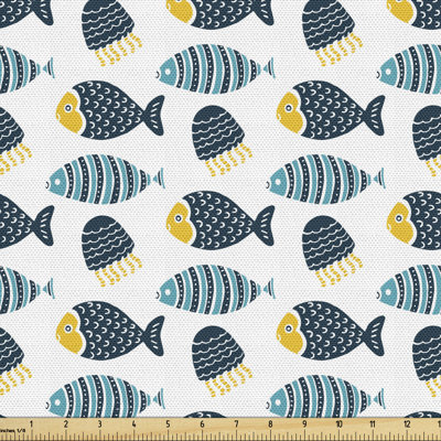 Chianti Animal Print of Fish and Jellyfish Multi-Purpose Fabric