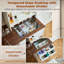 Ensemble de bureau de meuble-lavabo compact avec dessus en verre blanc