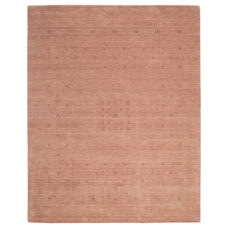 Simi Hand Knotted Cotton/Wool Southwestern Area Rug, Peach, Rectangle 6' x 9'