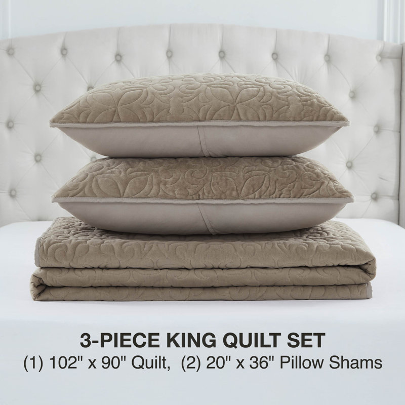 BCBG Astor Velvet Quilt Set, King