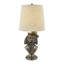 Lampe de table 20 po en résine de bronze avec chapeau et costume et abat-jour en lin-780945434-780945435