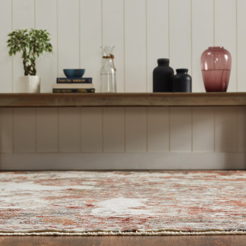 Lindahl Area Rug in Red/Gray, Rectangle 2'6" x 3'8"