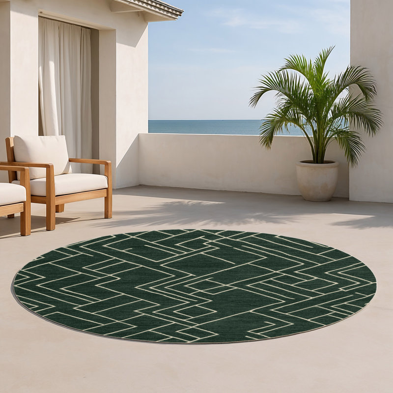 Tapis vert intérieur et extérieur Trellis, Rond 5 pi