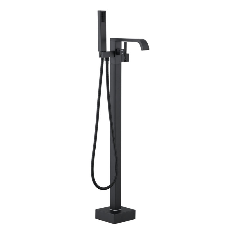 Robinet de baignoire autoportant à poignée simple avec douchette