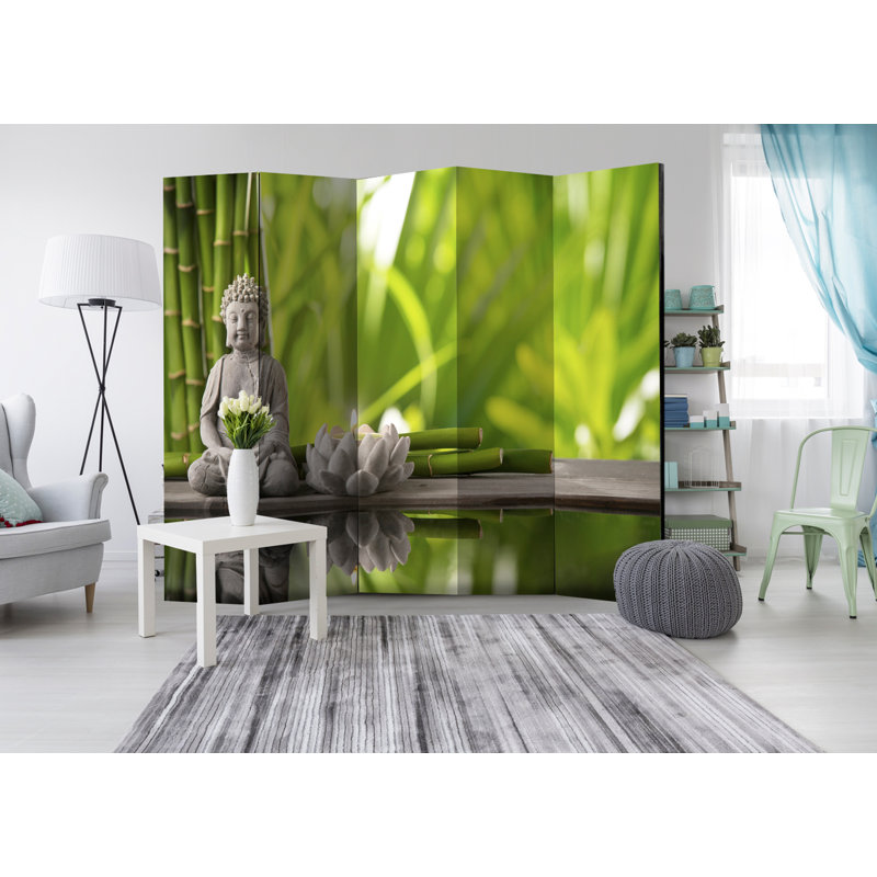 225cm W x 172cm H 5 - Panel Solid Wood Folding Room Divider