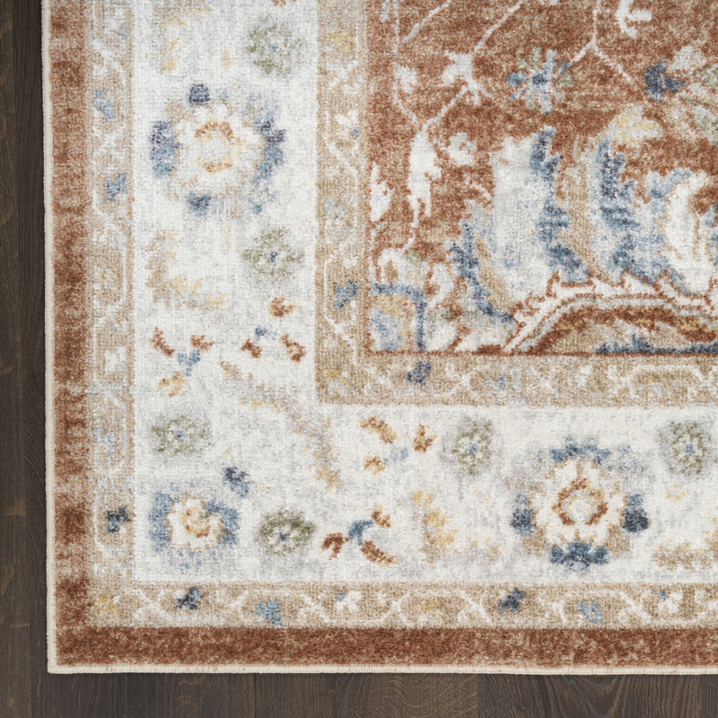 Graceanna 2'2" x 8' Rust Ivory Vintage Indoor Rug, Runner 2'2" x 8'
