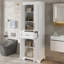 Meuble-lavabo autoportant de 70,8 po de conception moderne et élégante, 4 portes et 1 tiroir, rangement peu encombrant avec tablettes réglables, portes à charnières amortissantes, finition peinte durable