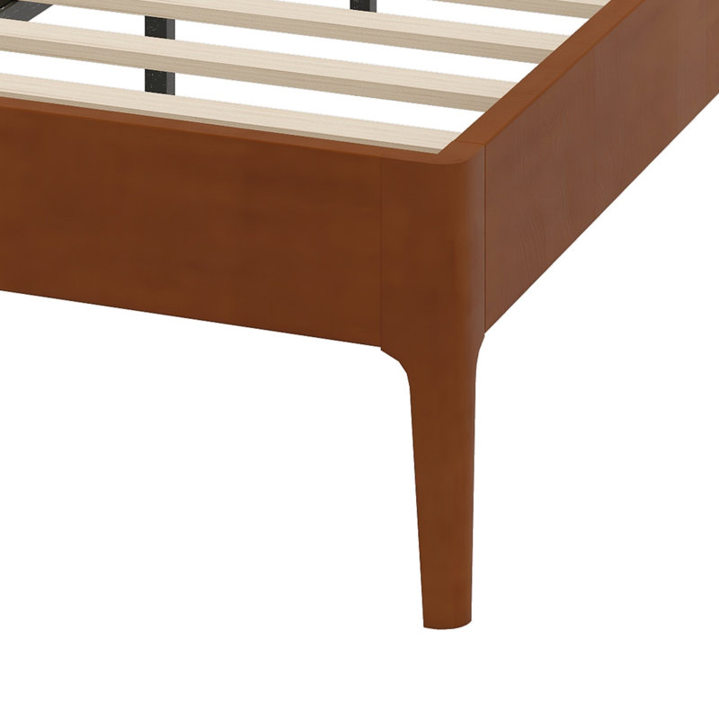 Contemporary  Platform Bed with Slat and Support Design, King, Brown