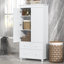 Grande armoire de rangement avec trois tiroirs pour salle de bain / bureau, blanc