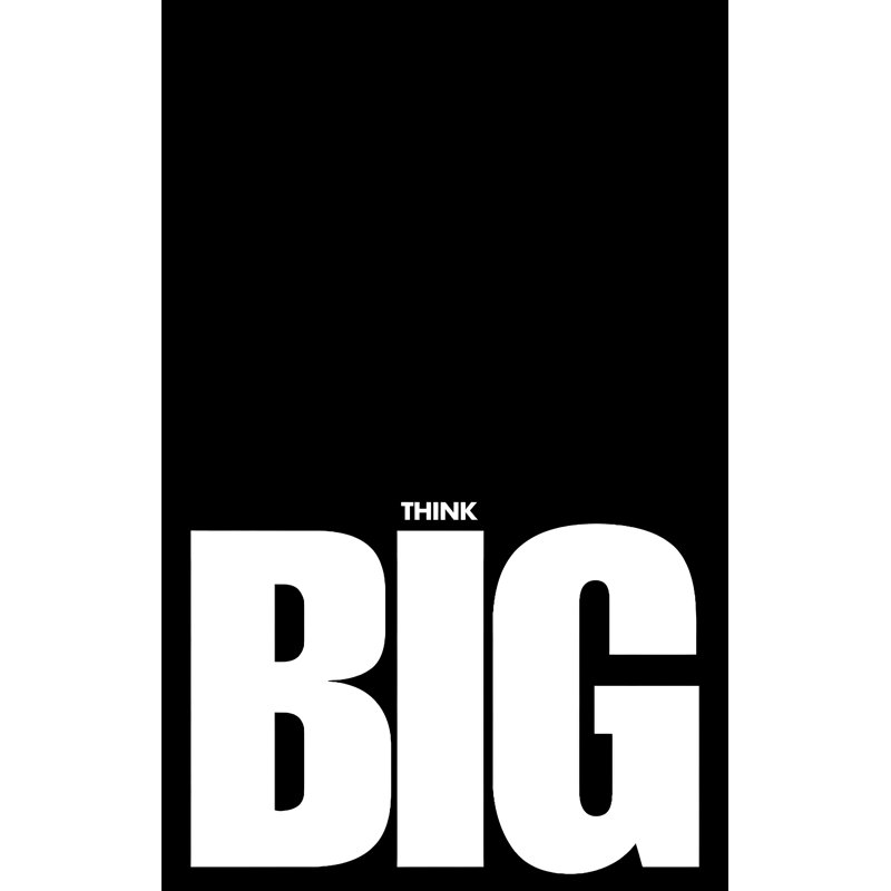 Minimalist Think Big Inspirational Tempered Glass Wall Art, 40" X 60"