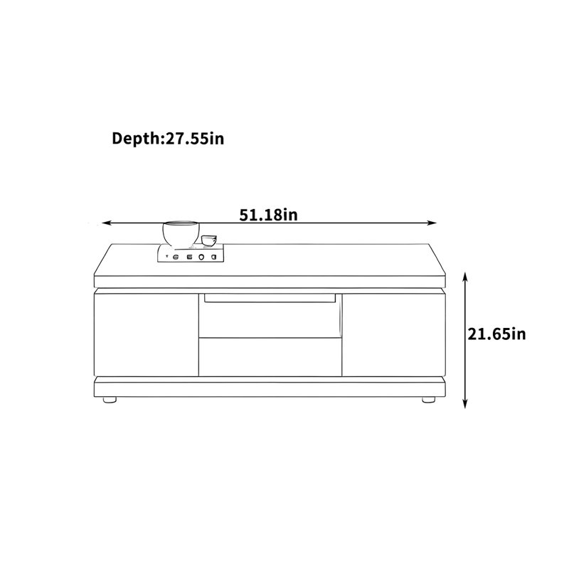 Table basse en bois avec tiroirs de rangement cachés, H 21,65 po x L 51,18 po x l 27,55 po, Brun / Blanc