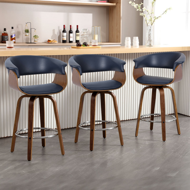 Draymond Swivel Upholstered Counter & Bar Stool, Counter Stool (26" Seat Height), Blue