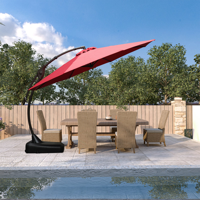 Parasol en porte-à-faux octogonal Kimolos, H 108 po x l 132 po x P 132 po, Rouge