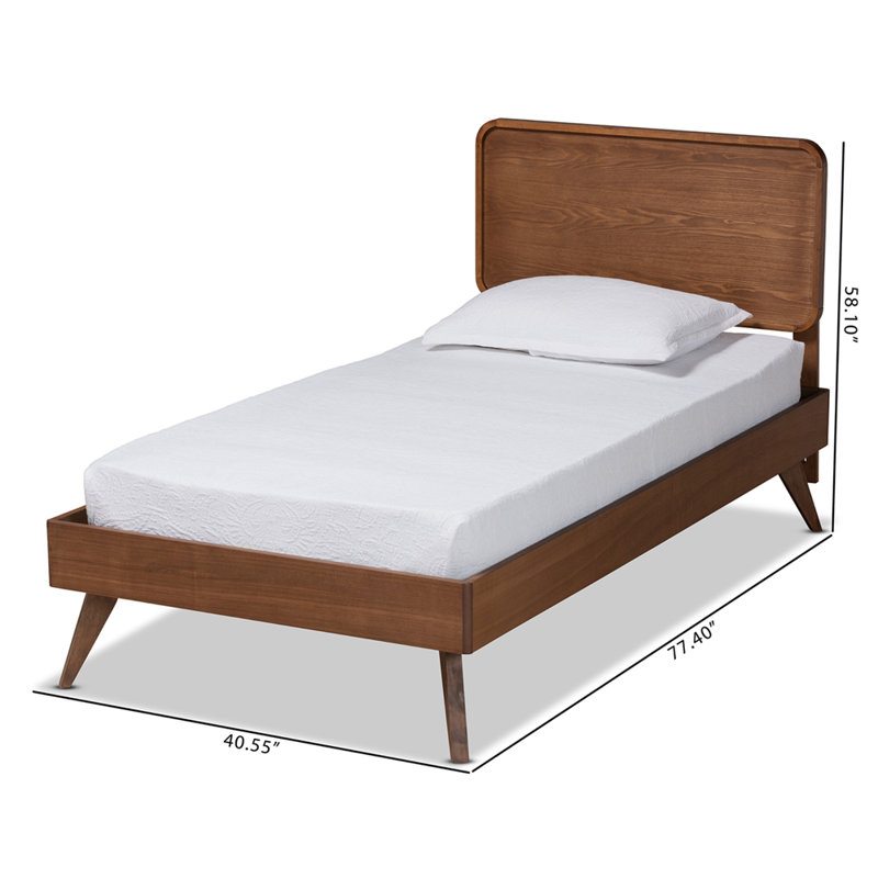 Guildford, smooth curves, Twin Platform Bed, Brown 58.10'' H X 40.55'' W X 77.40'' L