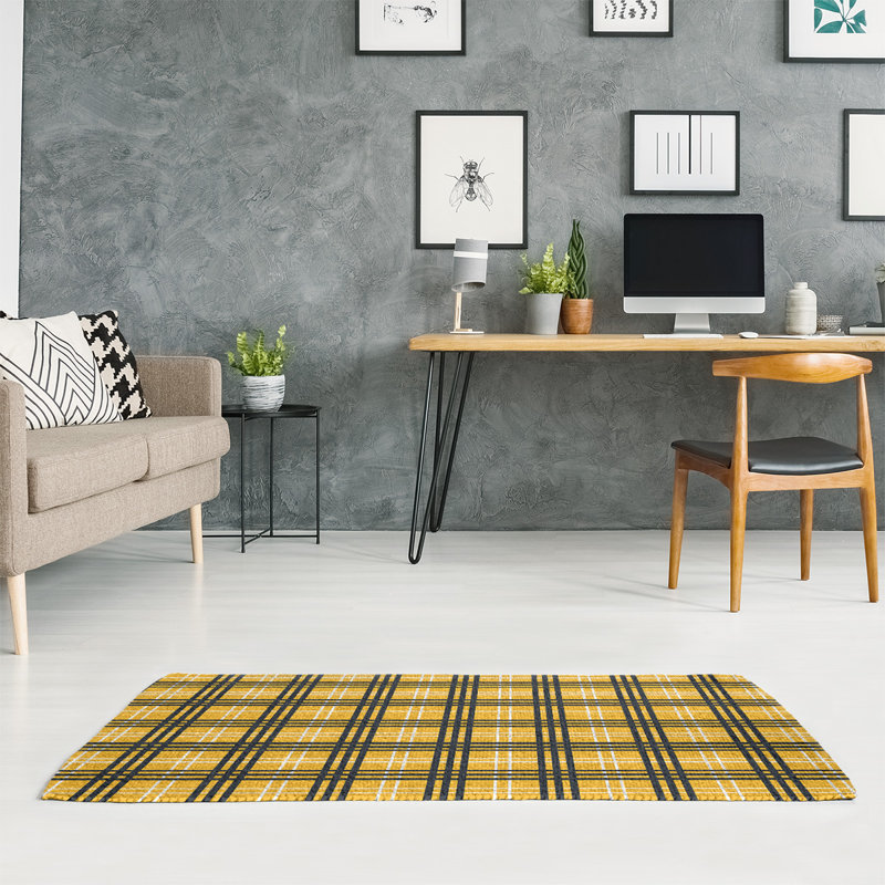 Tapis jaune à carreaux, Rectangle 3 pi x 5 pi
