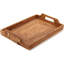 Plateau de service en rotin avec poignées 17 po Plateau en osier rectangulaire pour table basse, déjeuner, boissons, fruits, collations, repose-pieds et comptoir de cuisine