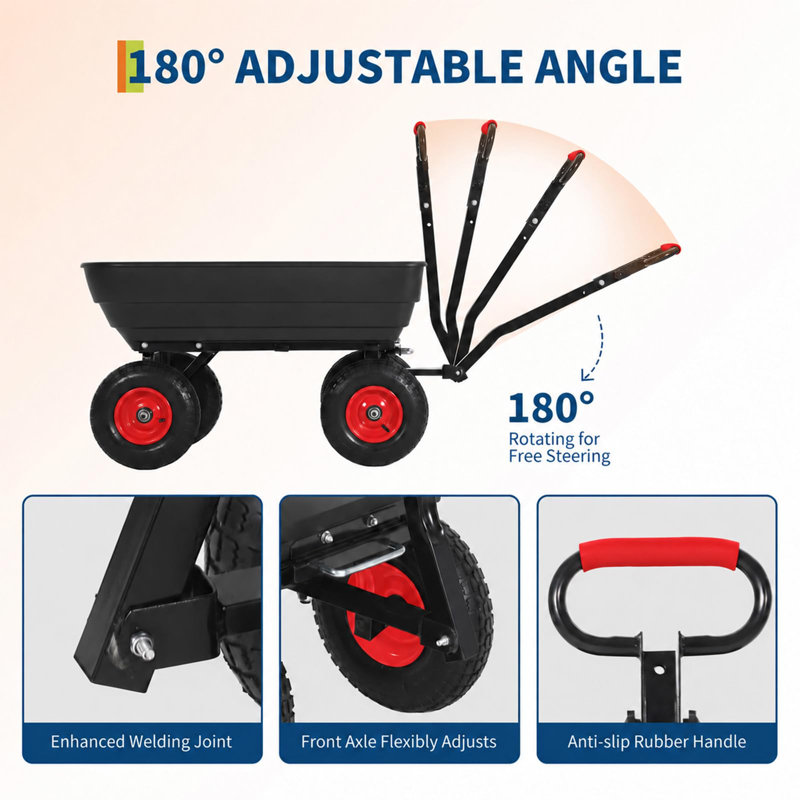 41.3 H x 46 W Cart, Red hub, black bucket