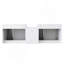 Meuble-lavabo mural 60 po avec lavabo en céramique, portes à fermeture en douceur, meuble-lavabo blanc brillant et 1/2 porte en verre gris, petite tablette de rangement, contreplaqué