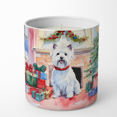 Bougie de Noël parfumée avec support en céramique