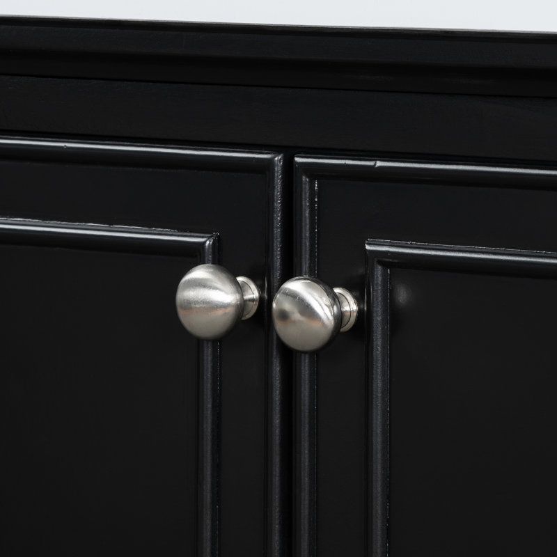 Base de meuble-lavabo noir 30 po, bois massif, portes, tiroir, tablette réglable, assemblage requis et armoire à panneau, 2 1 multifonctionnel, nécessaire