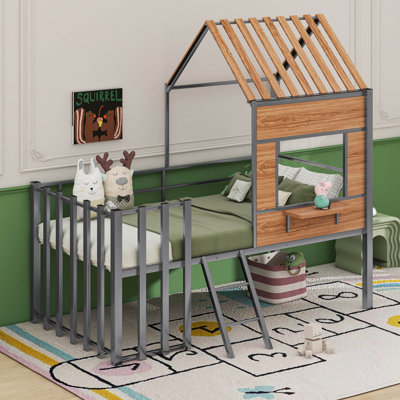 Notburg Twin Iron Canopy Loft Bed by Harper Orchard