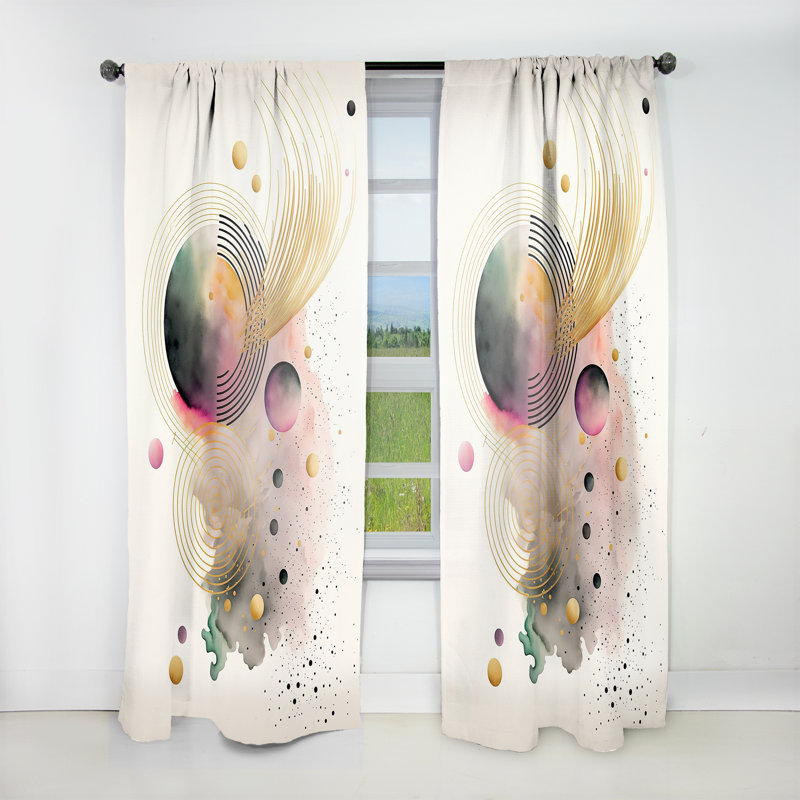 Alderfield - Colorful Circular Abstract I - Modern Velvet Curtain - Room Darkening - 1 panel, 52" W x 84" L